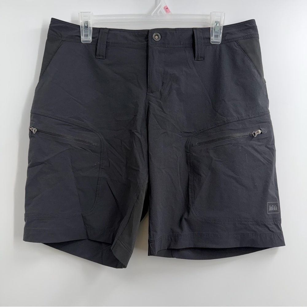 REI Venturi Hiking Shorts Womens 10 Black Ripstop Stretch 9in Trail